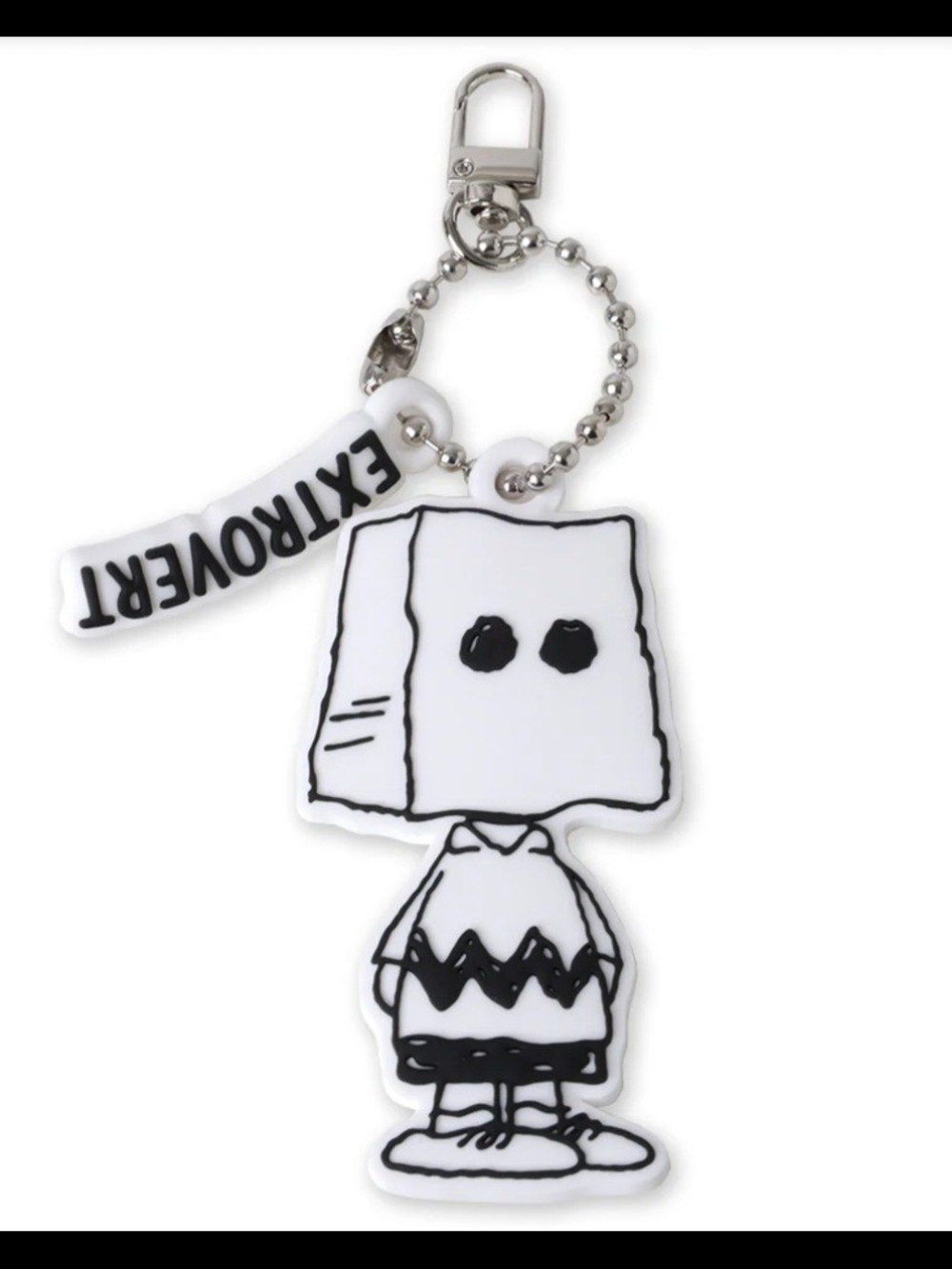 Pintrill Peanuts Charlie Brown Extrovert PVC Bag Charm, Black/White, New in Pack
